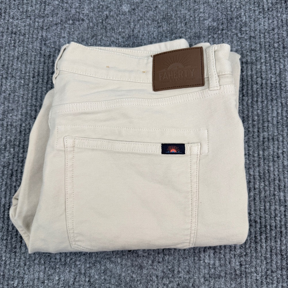 Faherty Brand 5-Pocket Pants Mens 33/32 Beige Stretch Twill MBF2437-STN